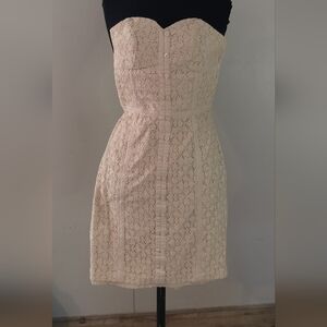 BCBGeneration Strapless Cream Lace Dress